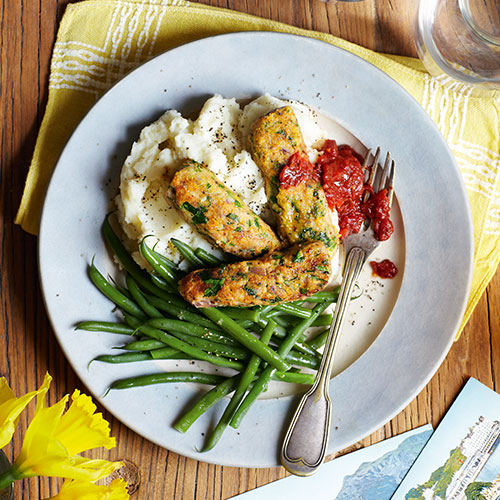 homemade veggie sausages with mash