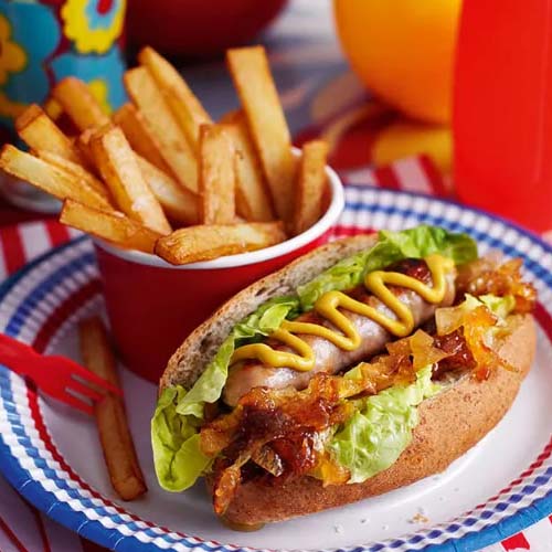 Slimming World hot dog and chips