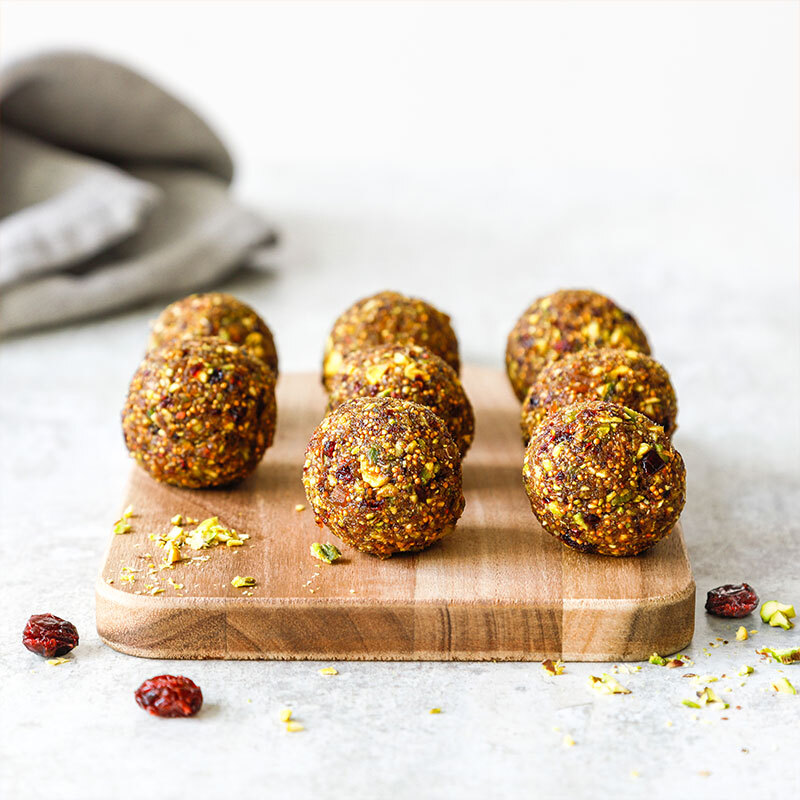 pistachio and cranberry energy balls