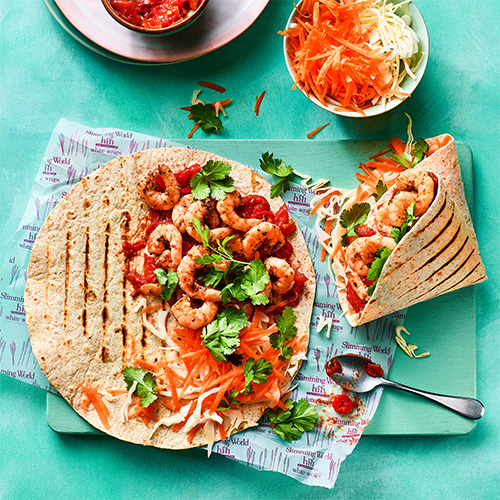 Slimming World Wraps - spiced prawn wraps
