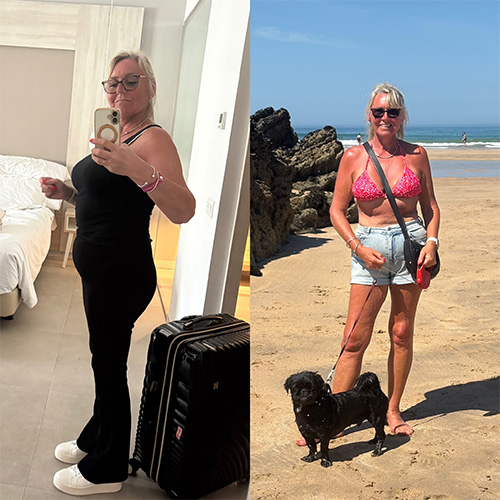 Slimming World member Sharon's before and after photos, showing a 4st weight loss transformation.