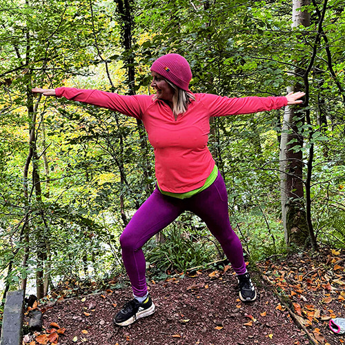 Member Lian McCulloch doing yoga
