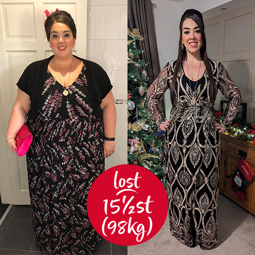 Slimming World member Amanda Hetherington before and after - lost 15½ stone (98kg)