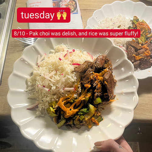 tuesday - 8/10 pak choi was delish, and rice was super fluffy!
