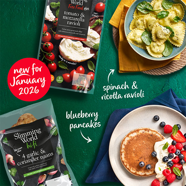 Slimming World's Food Range - new for January 2026 - spinach & ricotta ravioli and blueberry pancakes
