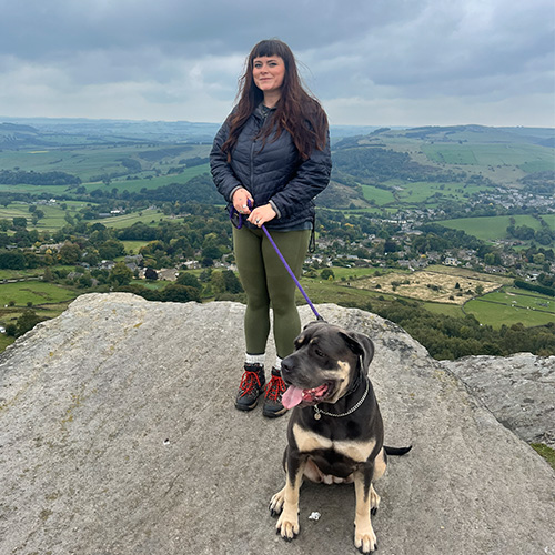 Beth walking dog Dre